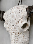 Caved Waterbuffalo Skulls with Flower Mandala Carving Skull,A/170