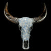 Pastel Blue Mosaic Buffalo Skull Wall Decor – Decorative Horned Skull for Boho, Coastal, or Rustic Style Interiors - Skull,A/128