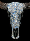 Pastel Blue Mosaic Buffalo Skull Wall Decor – Decorative Horned Skull for Boho, Coastal, or Rustic Style Interiors - Skull,A/128