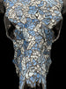 Pastel Blue Mosaic Buffalo Skull Wall Decor – Decorative Horned Skull for Boho, Coastal, or Rustic Style Interiors - Skull,A/128