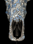 Pastel Blue Mosaic Buffalo Skull Wall Decor – Decorative Horned Skull for Boho, Coastal, or Rustic Style Interiors - Skull,A/128