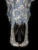Pastel Blue Mosaic Buffalo Skull Wall Decor – Decorative Horned Skull for Boho, Coastal, or Rustic Style Interiors - Skull,A/128