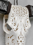 White Carved Buffalo Skulls with Flower Of Life motif | Skull,A/177