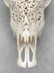 White Carved Cow Skull With Turqoise Accents - Star mandala motif | Skull,A/138