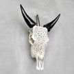 White Carved Cow Skull With Turqoise Accents - Star mandala motif | Skull,A/138