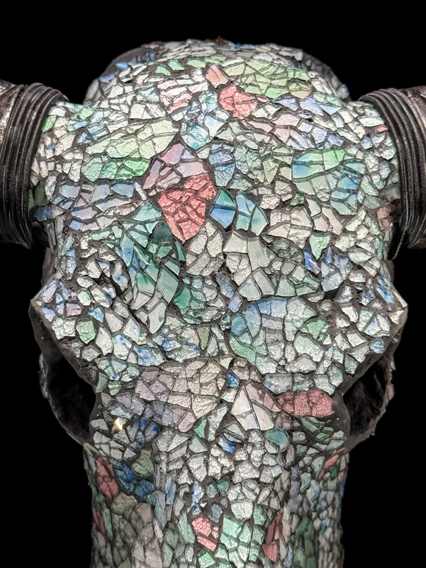 Pastel Green Mozaic Buffalo skull | Skull,A/134