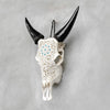 White Carved Cow Skull With Turqoise Accents - Star mandala motif | Skull,A/138