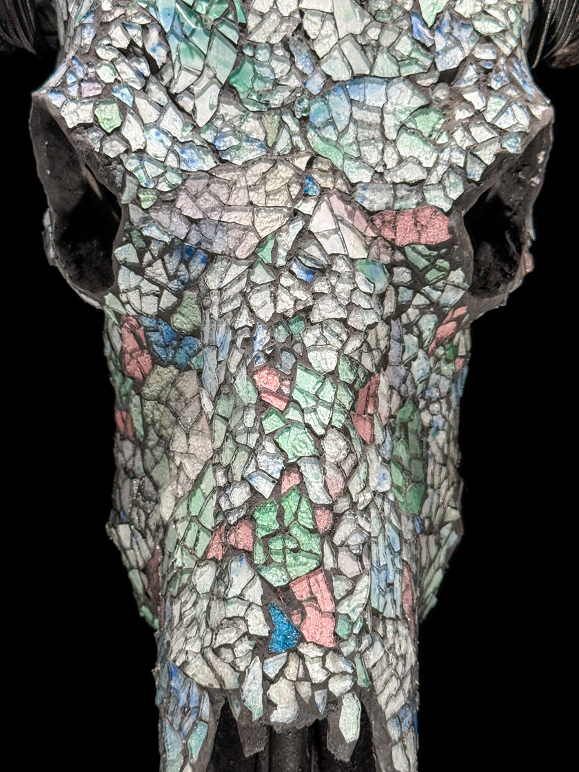 Pastel Green Mozaic Buffalo skull | Skull,A/134