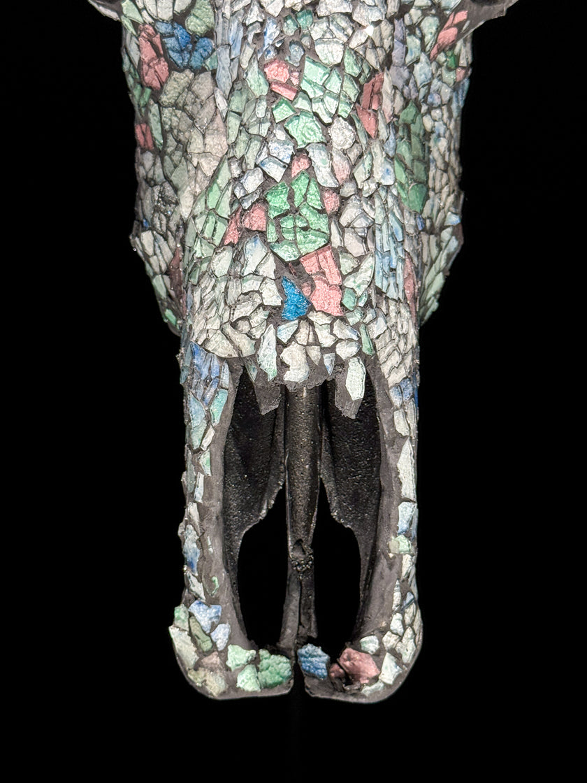 Pastel Green Mozaic Buffalo skull | Skull,A/134