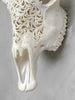 White Carved Cow Skull With Turqoise Accents - Star mandala motif | Skull,A/138