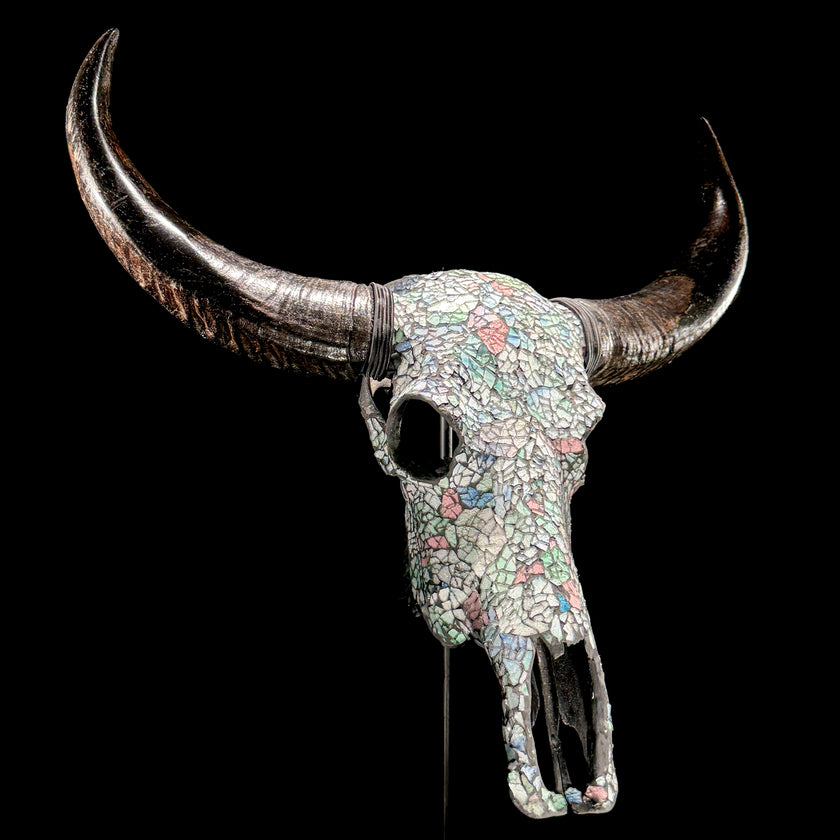 Pastel Green Mozaic Buffalo skull | Skull,A/134