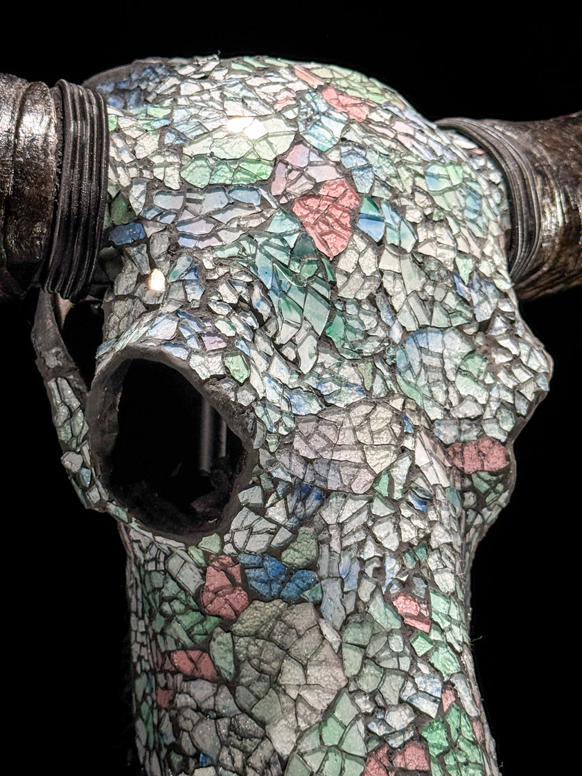 Pastel Green Mozaic Buffalo skull | Skull,A/134