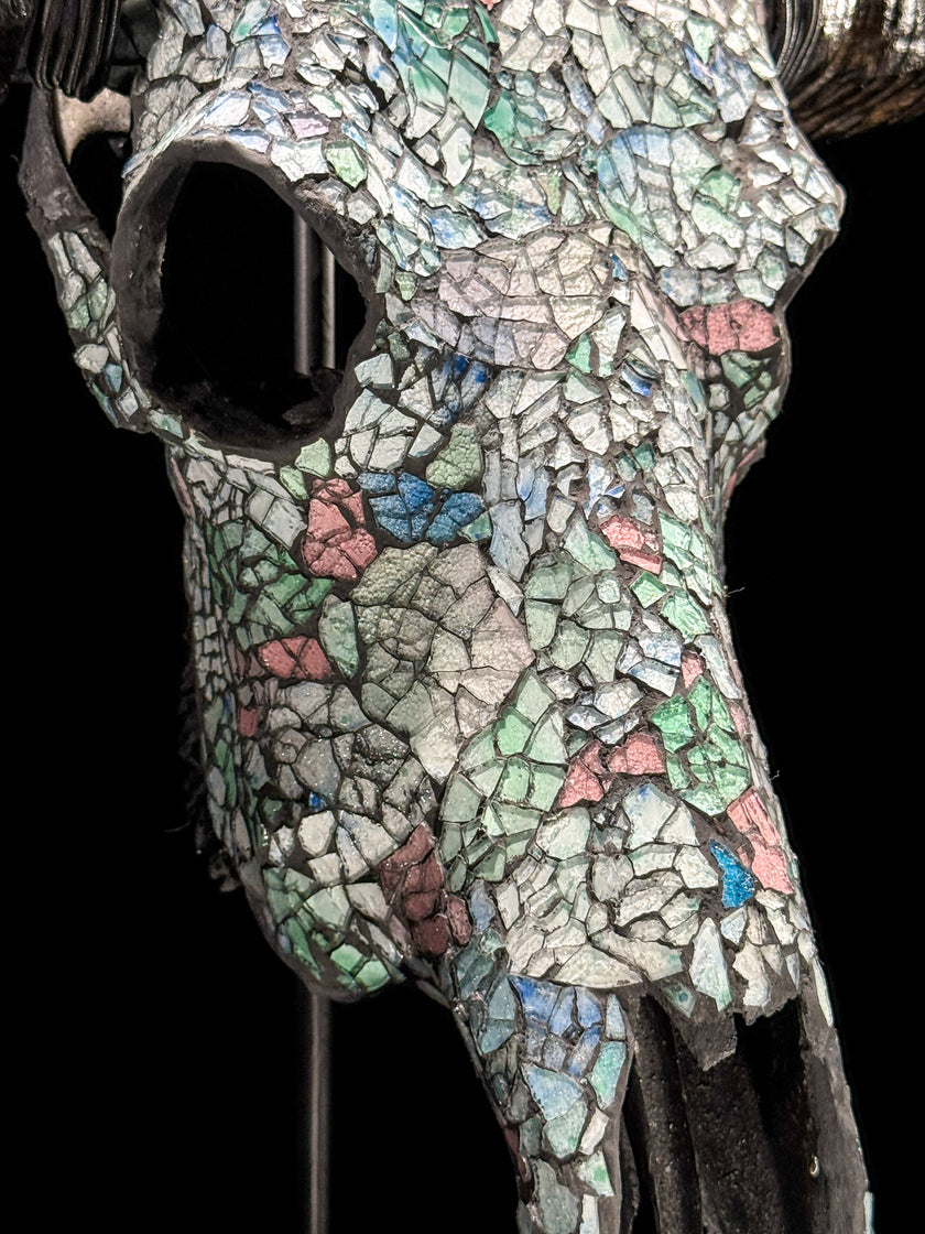Pastel Green Mozaic Buffalo skull | Skull,A/134