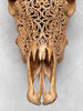 Brown Carved Cow Skull With Turqoise Accents - Star Mandala motif | Skull,A/142