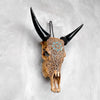 Brown Carved Cow Skull With Turqoise Accents - Star Mandala motif | Skull,A/142