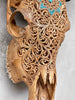 Brown Carved Cow Skull With Turqoise Accents - Star Mandala motif | Skull,A/142