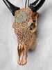 Brown Carved Cow Skull With Turqoise Accents - Star Mandala motif | Skull,A/142