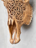 Brown Carved Cow Skull With Turqoise Accents - Star Mandala motif | Skull,A/142