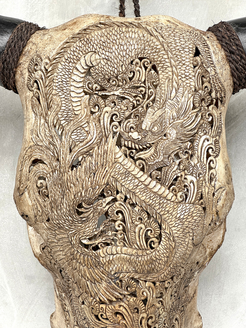 Bull Skull Carved Dragon - Skull,A/155