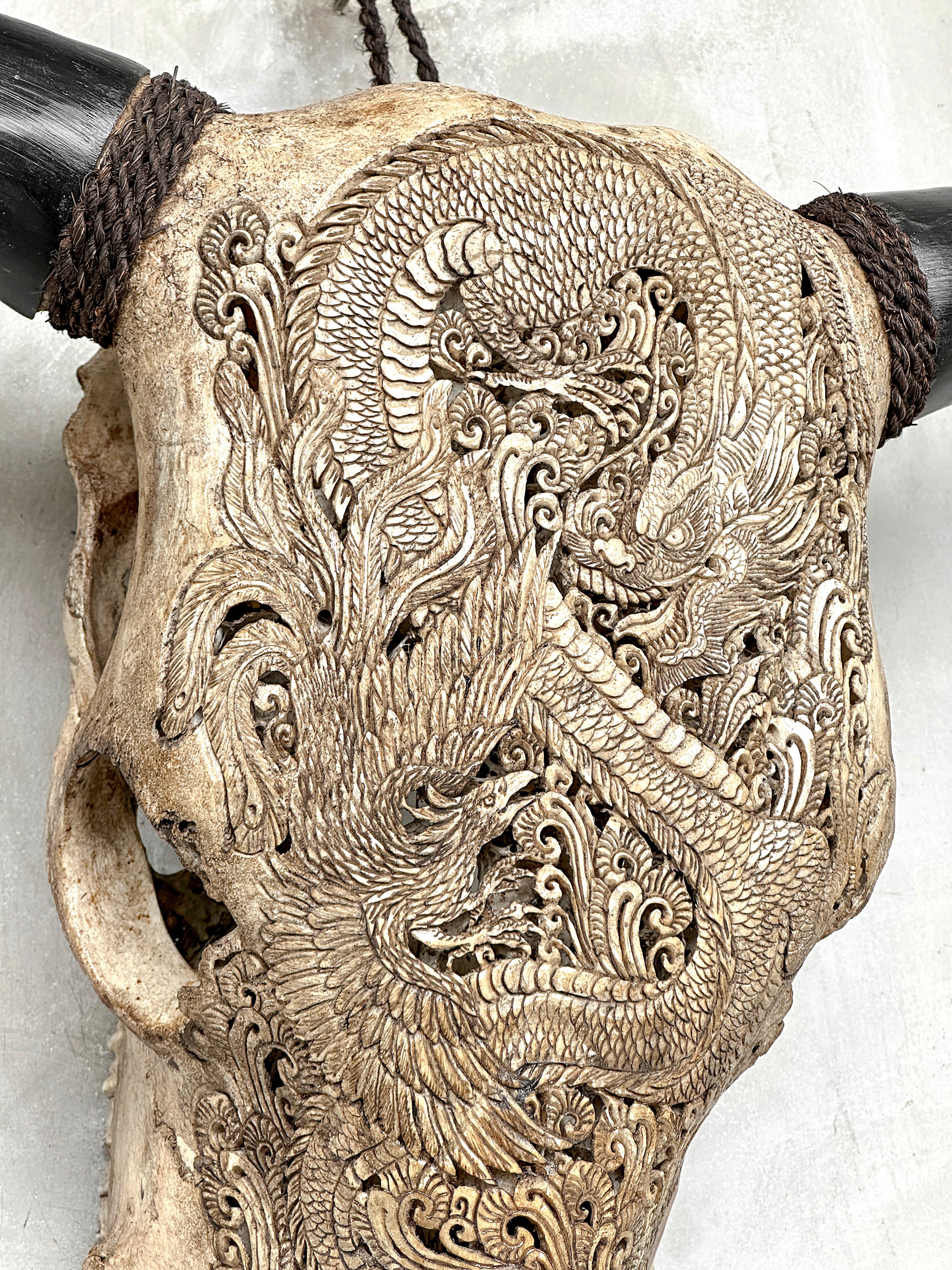 Bull Skull Carved Dragon - Skull,A/155