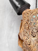 Brown Carved Cow Skull With Abalone Shell Accents - Peacock motif | Skull,A/145