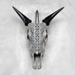 Grey Carved Cow Skull With Turqoise Accents - Ketupat motif | Skull,A/139