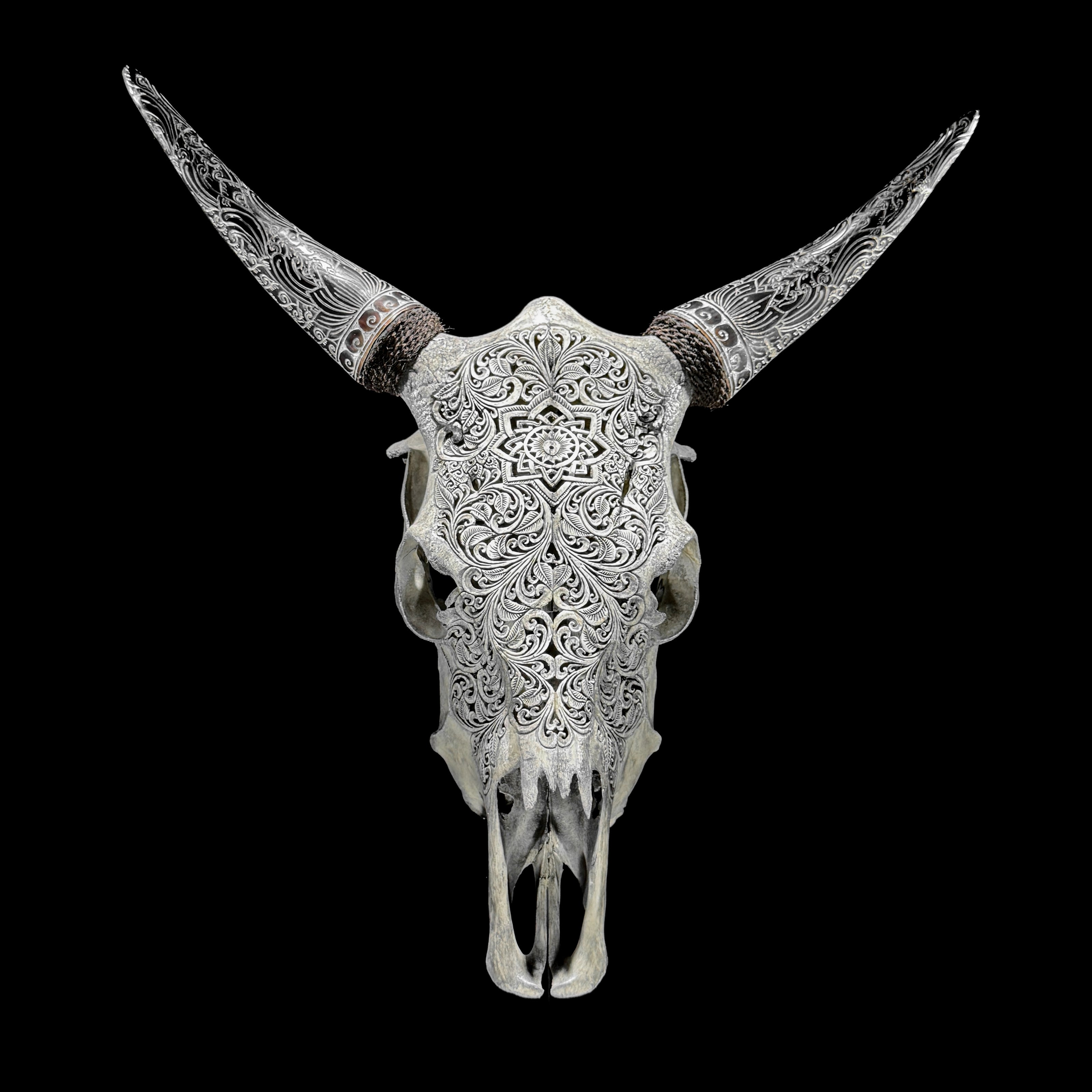 Fully carved cow skulls with Star Mandala Carving Skull,A/084