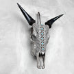 Grey Carved Cow Skull With Turqoise Accents - Ketupat motif | Skull,A/139