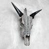Grey Carved Cow Skull With Turqoise Accents - Ketupat motif | Skull,A/139