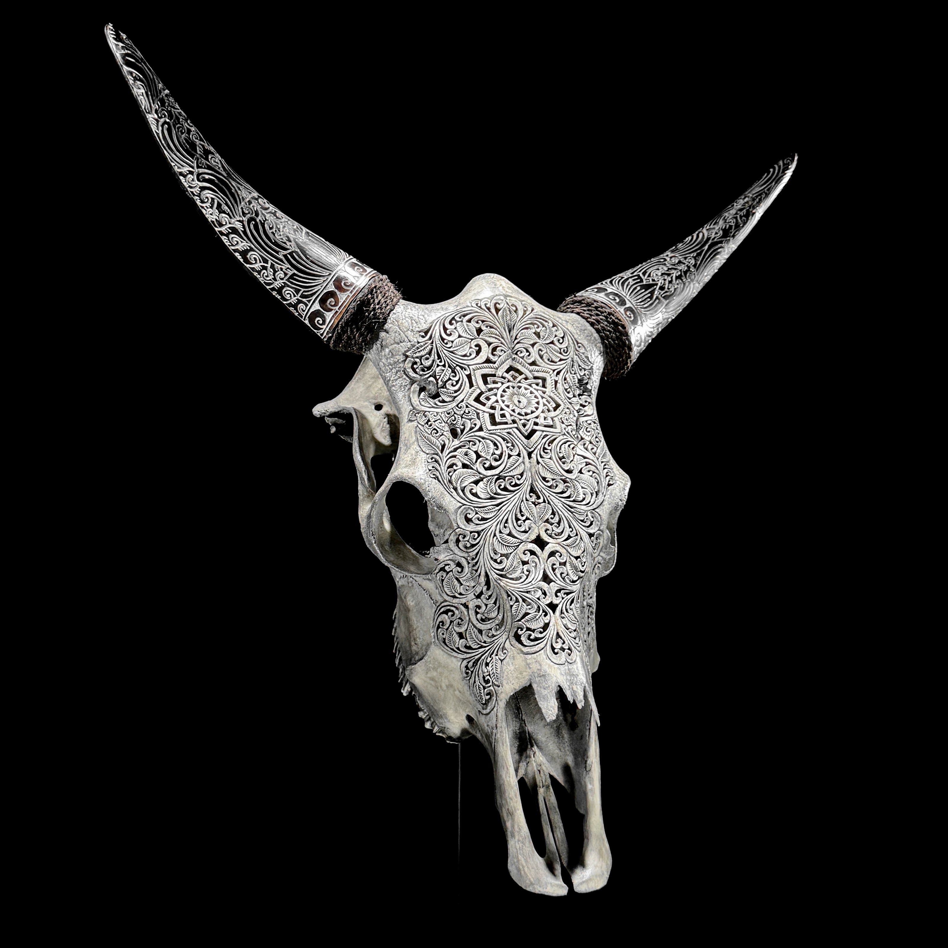 Fully carved cow skulls with Star Mandala Carving Skull,A/084