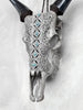 Grey Carved Cow Skull With Turqoise Accents - Ketupat motif | Skull,A/139