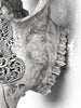 Grey Carved Cow Skull With Turqoise Accents - Ketupat motif | Skull,A/139