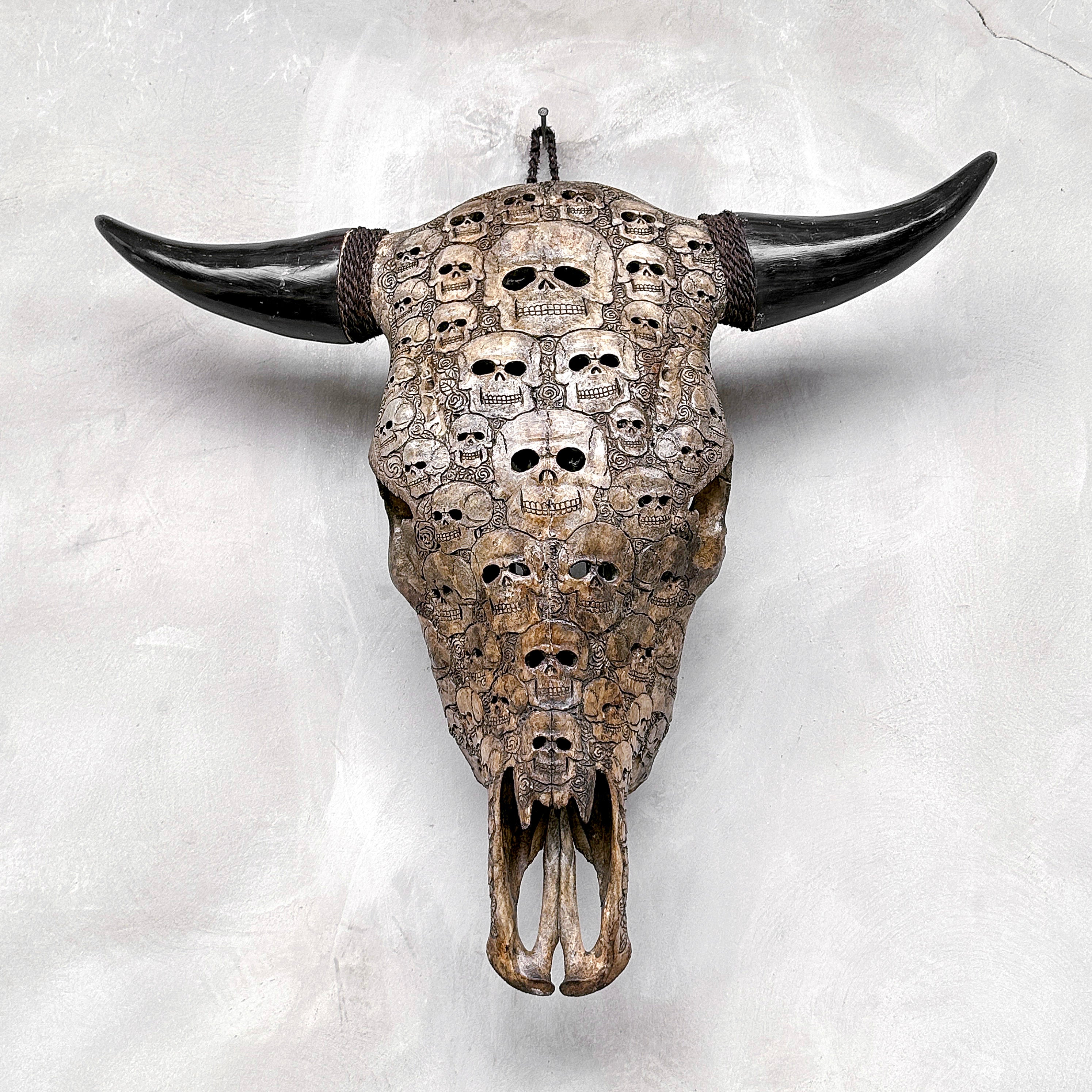 Bull Skull Carved Human Skull - Skull,A/156