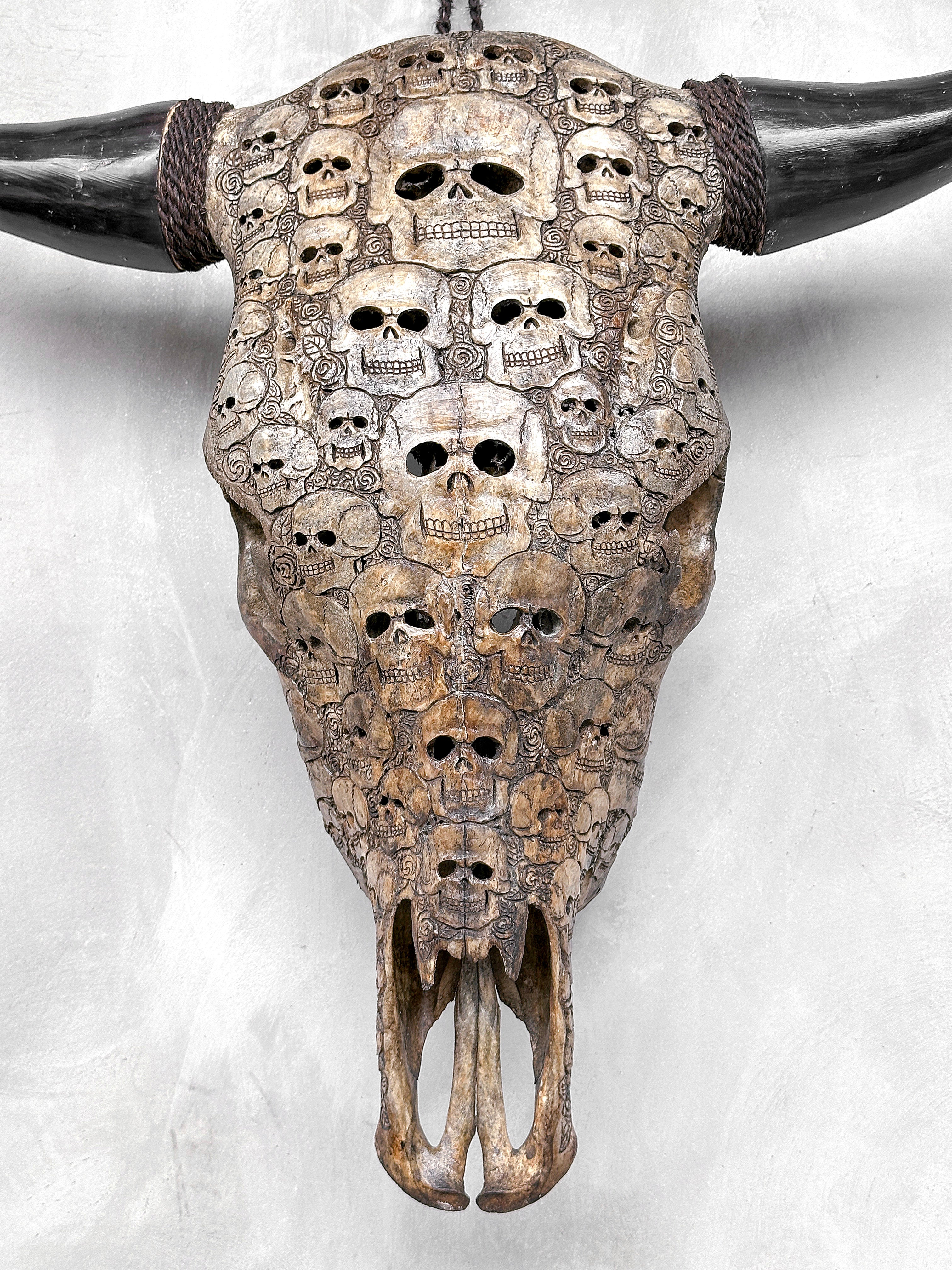 Bull Skull Carved Human Skull - Skull,A/156
