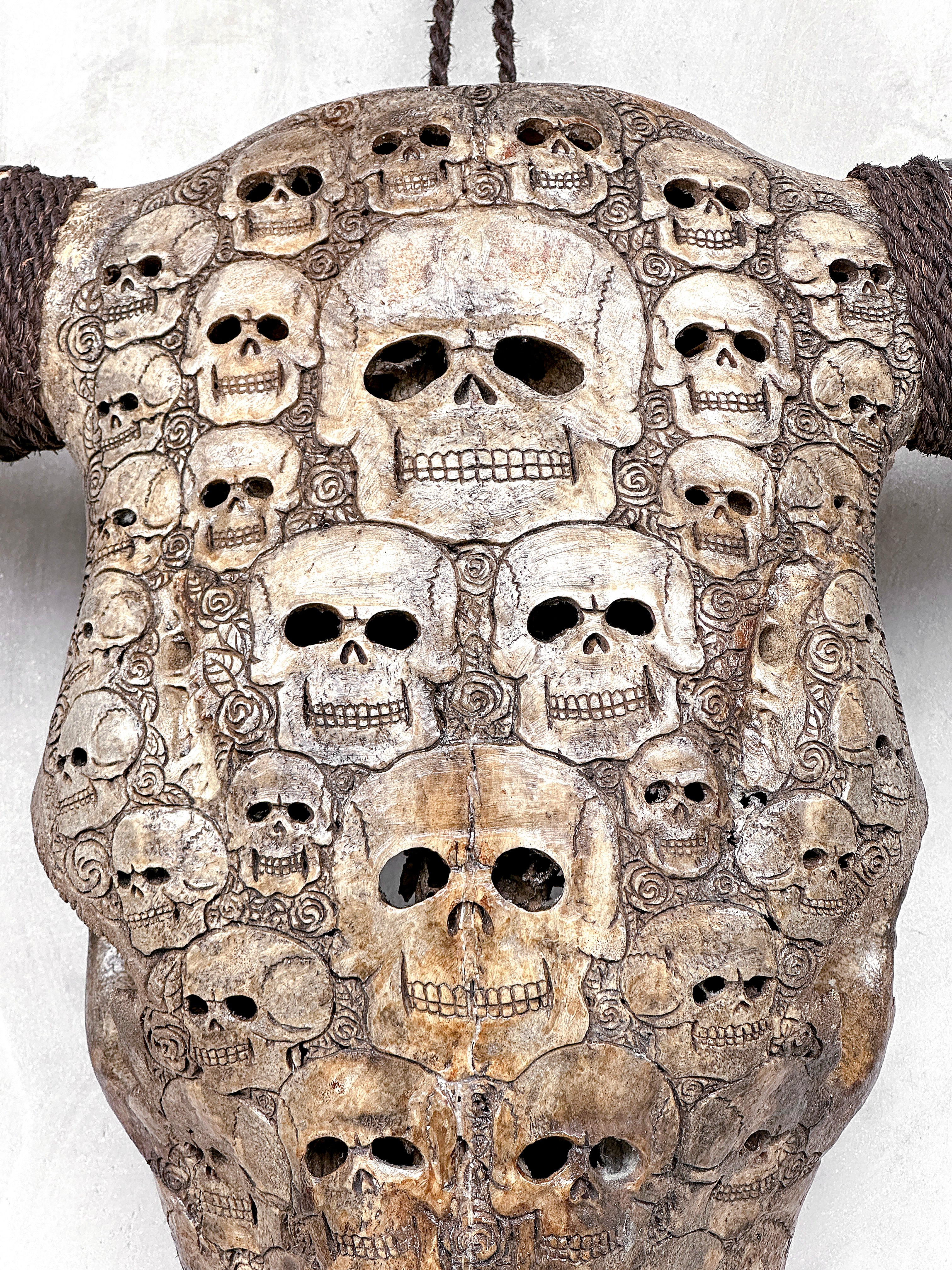 Bull Skull Carved Human Skull - Skull,A/156