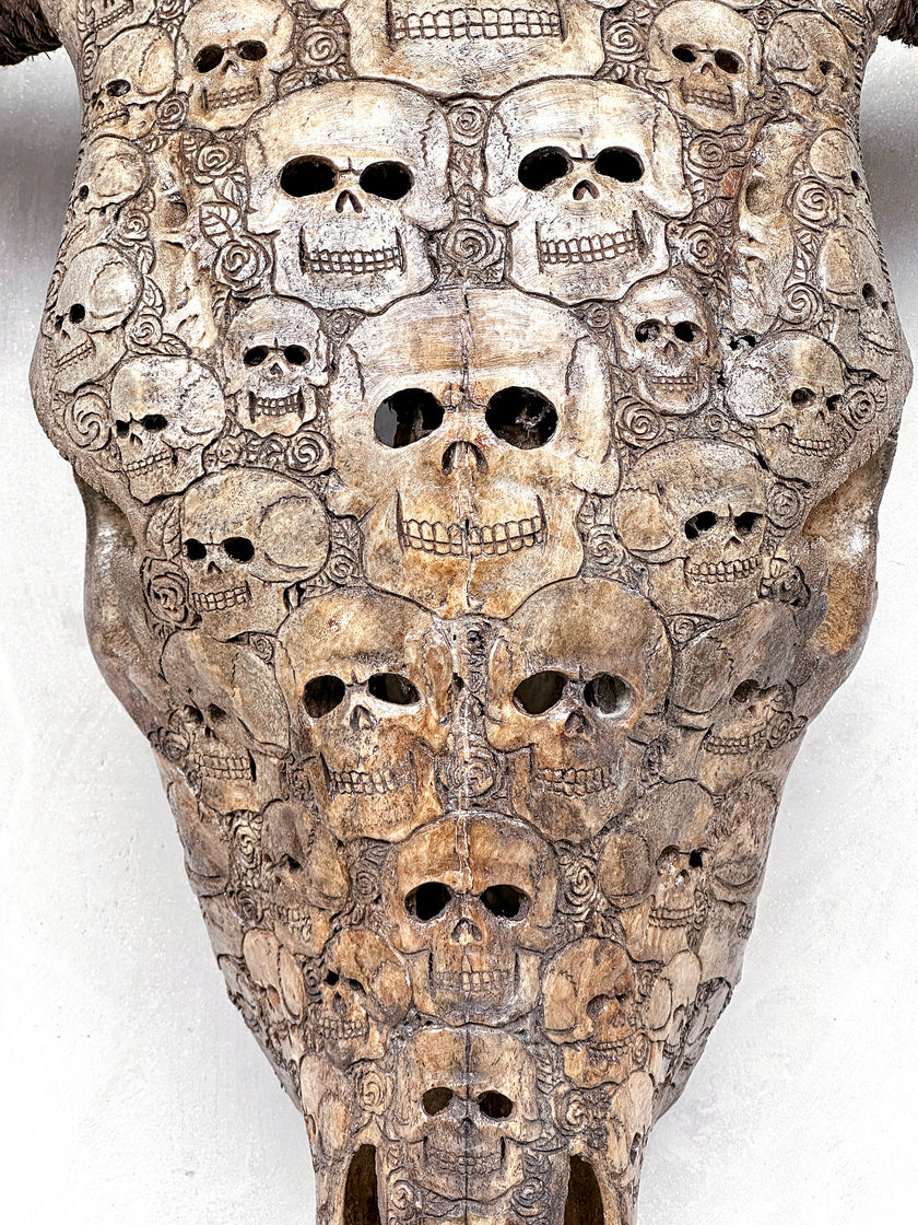 Bull Skull Carved Human Skull - Skull,A/156