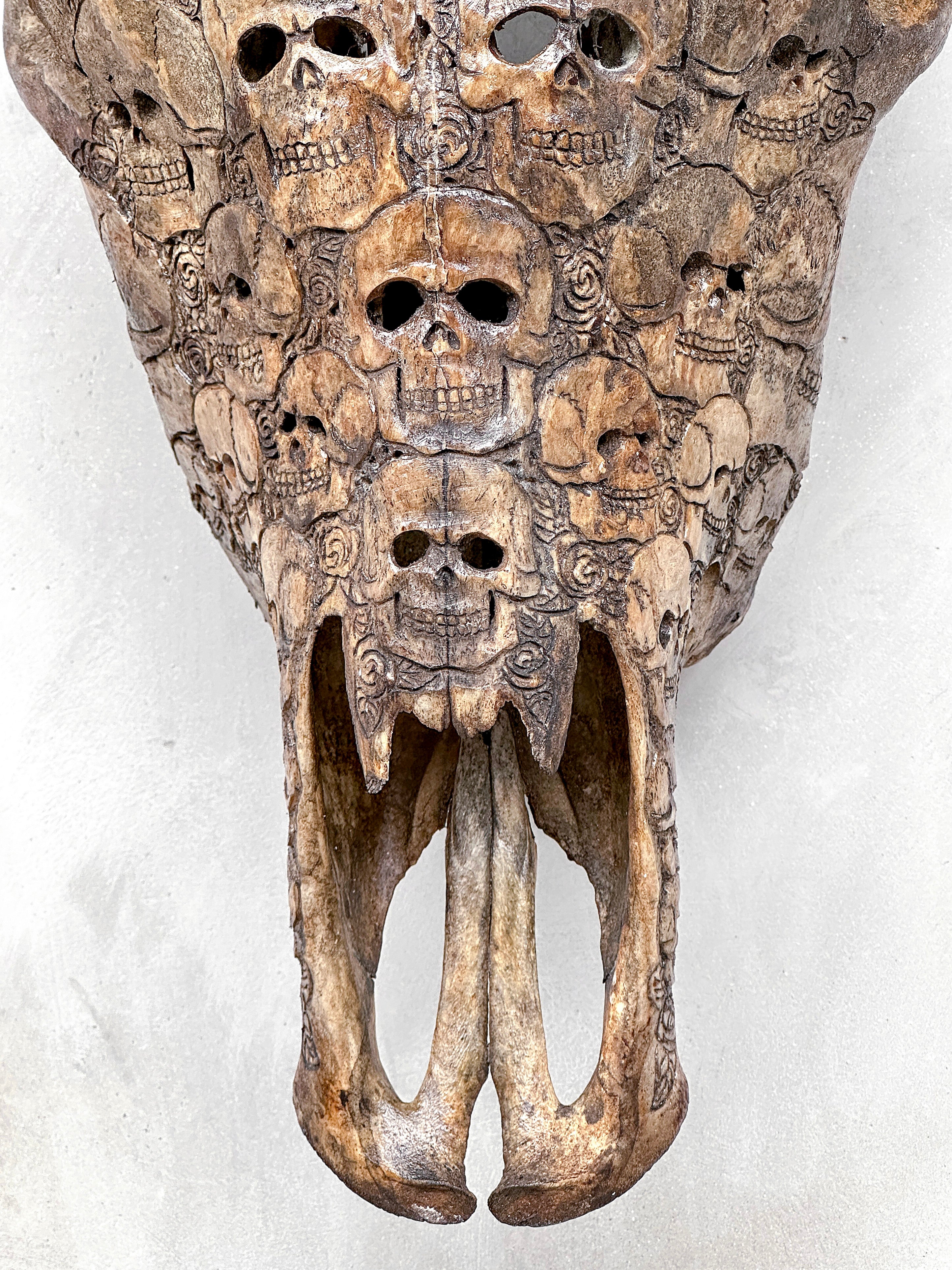Bull Skull Carved Human Skull - Skull,A/156