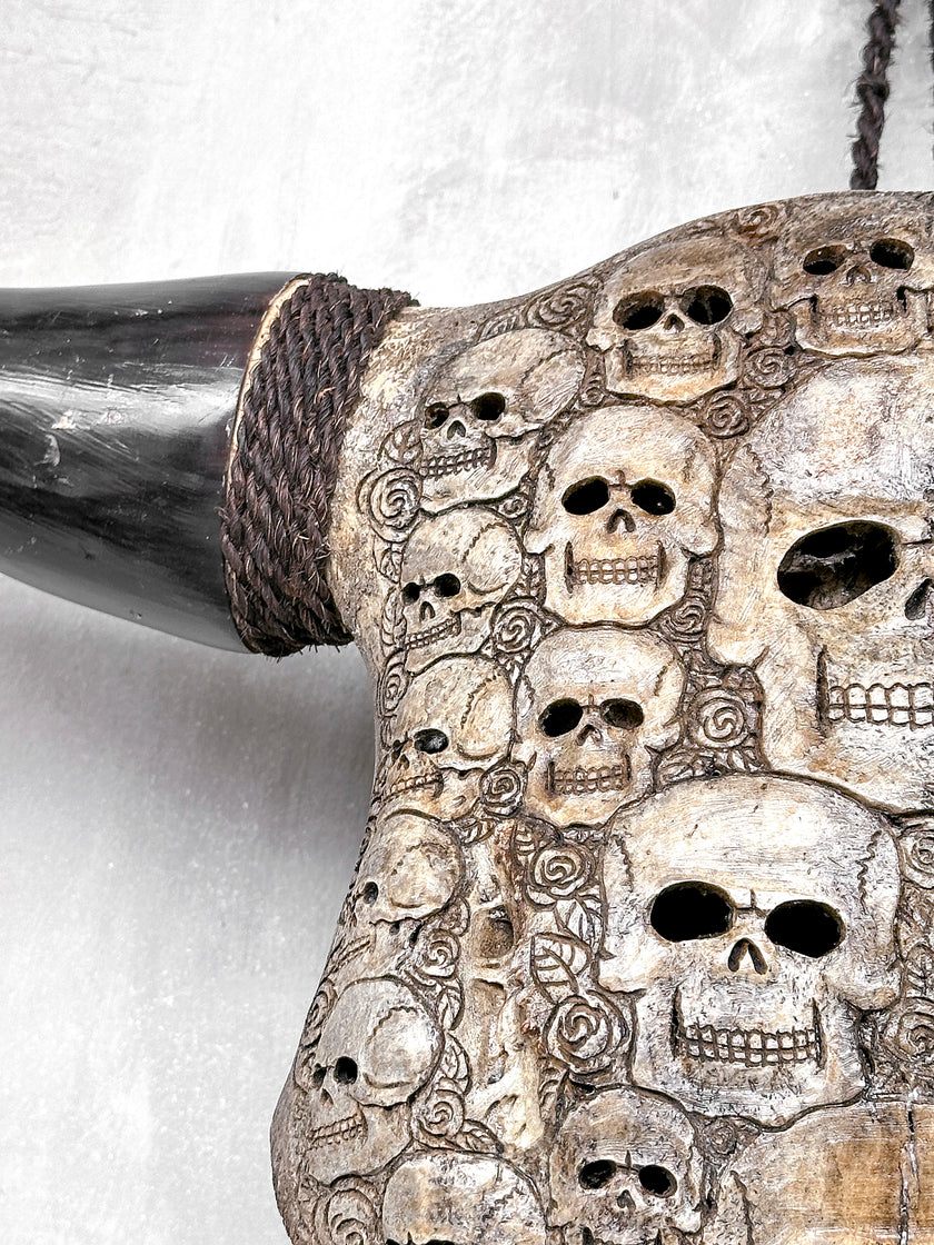 Bull Skull Carved Human Skull - Skull,A/156