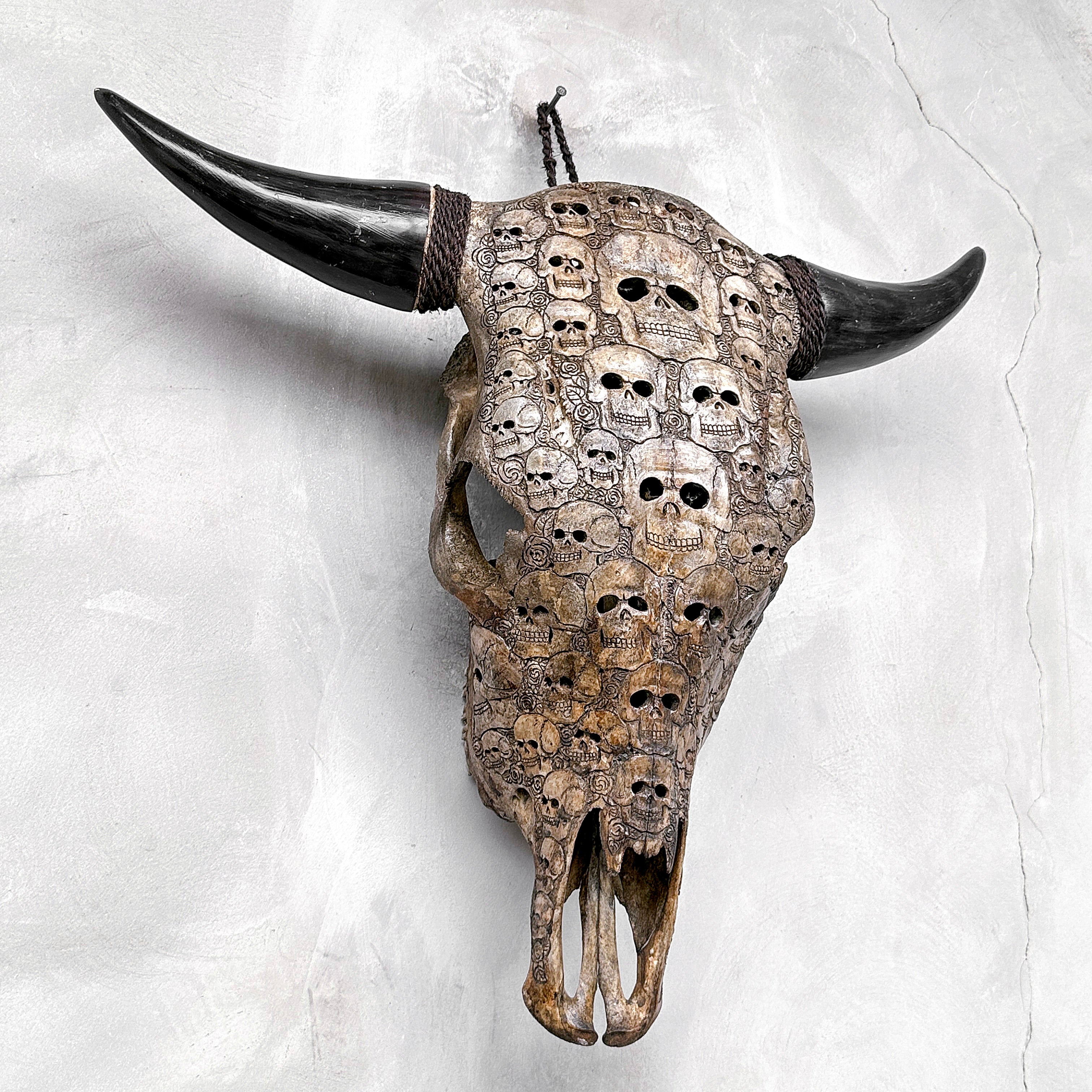 Bull Skull Carved Human Skull - Skull,A/156