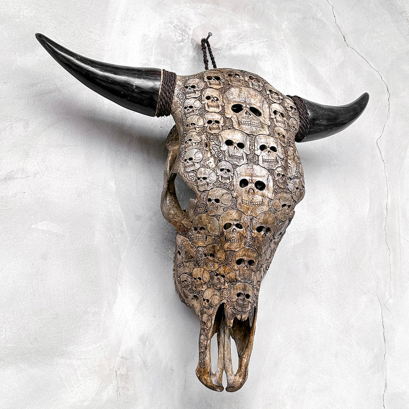 Bull Skull Carved Human Skull - Skull,A/156