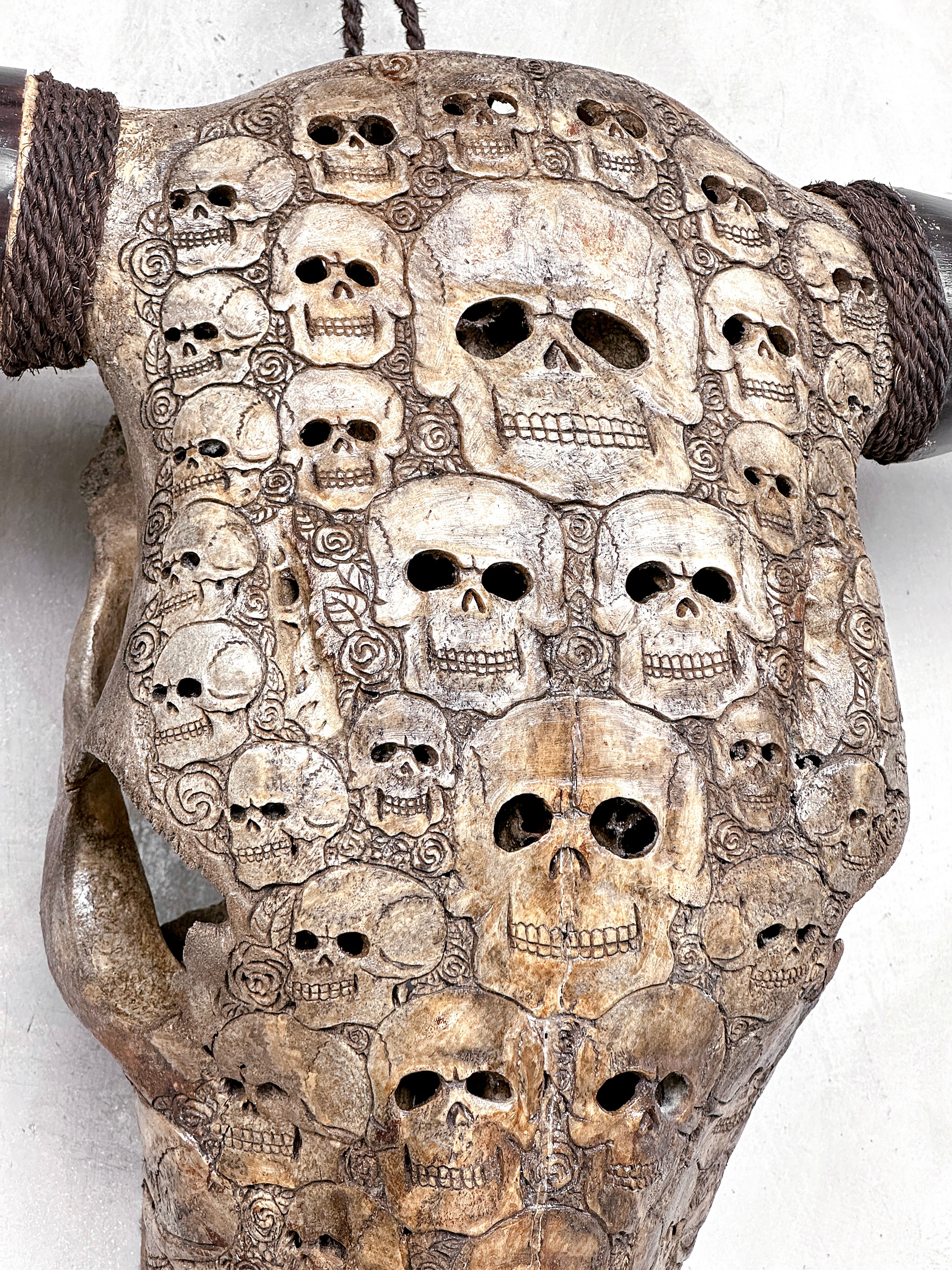 Bull Skull Carved Human Skull - Skull,A/156