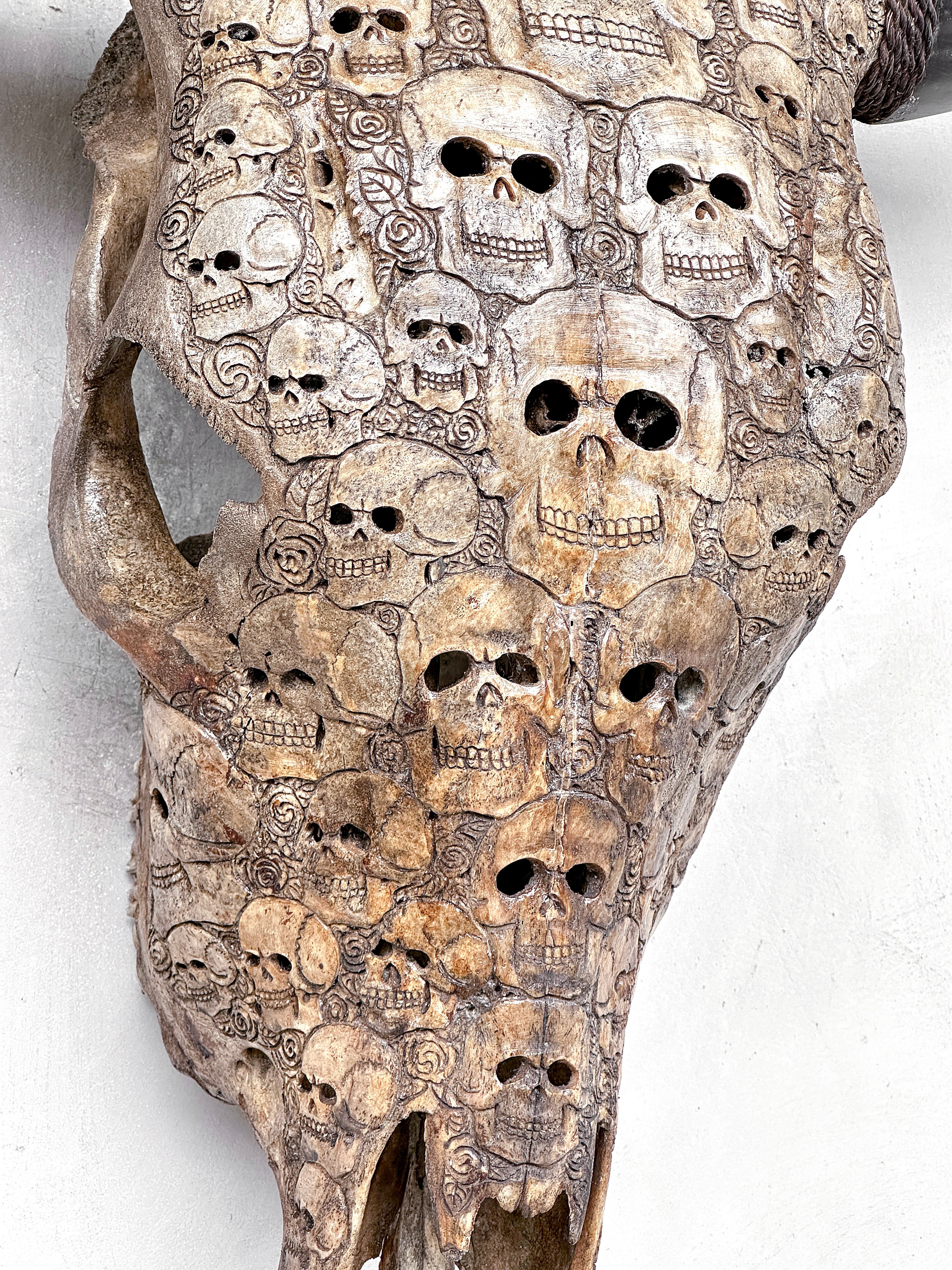 Bull Skull Carved Human Skull - Skull,A/156