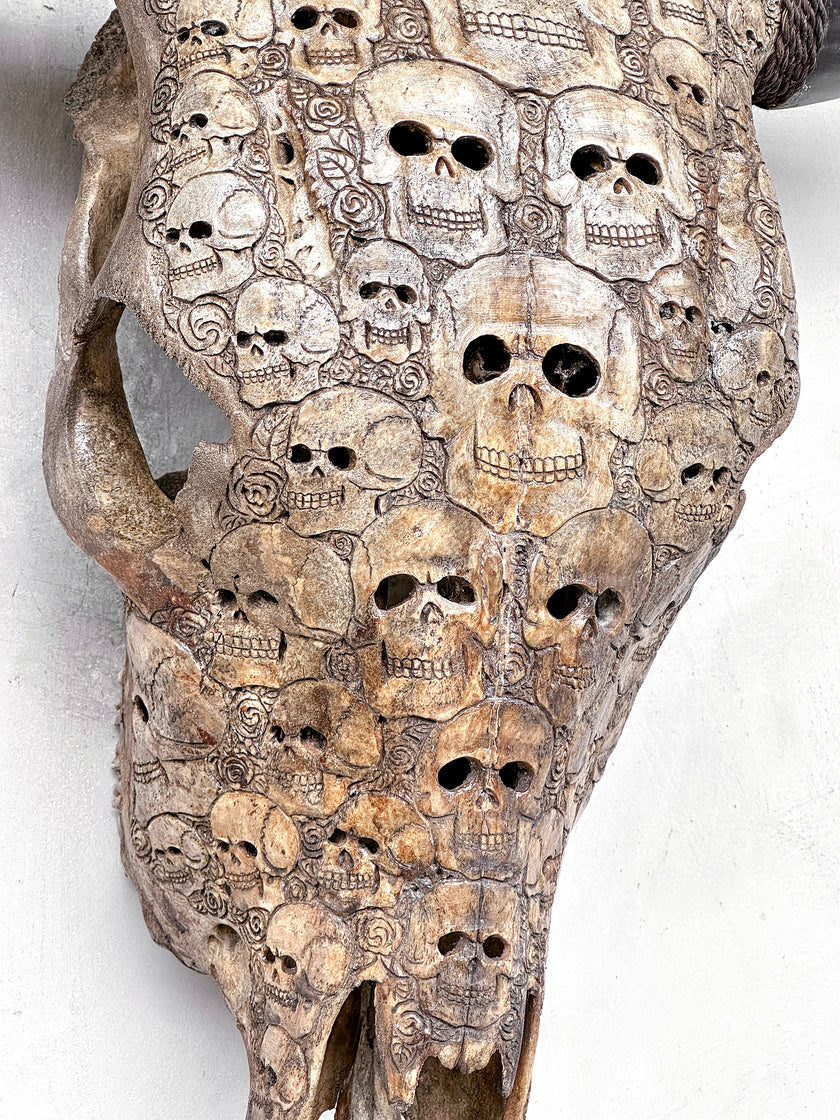 Bull Skull Carved Human Skull - Skull,A/156