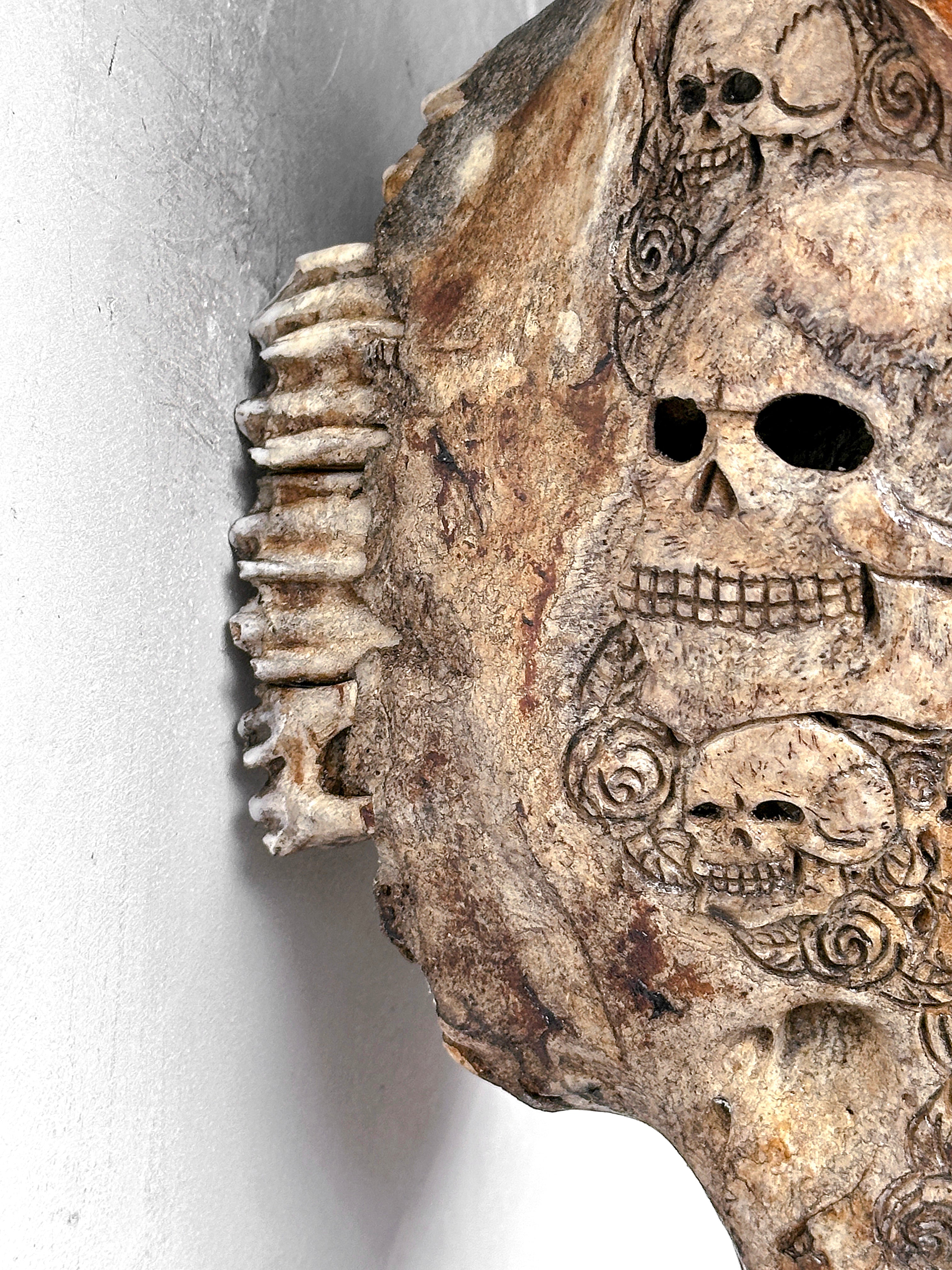 Bull Skull Carved Human Skull - Skull,A/156