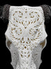 White Carved Buffalo Skull with Leaf Motif — Handcrafted Wall Art - Skull,A/108