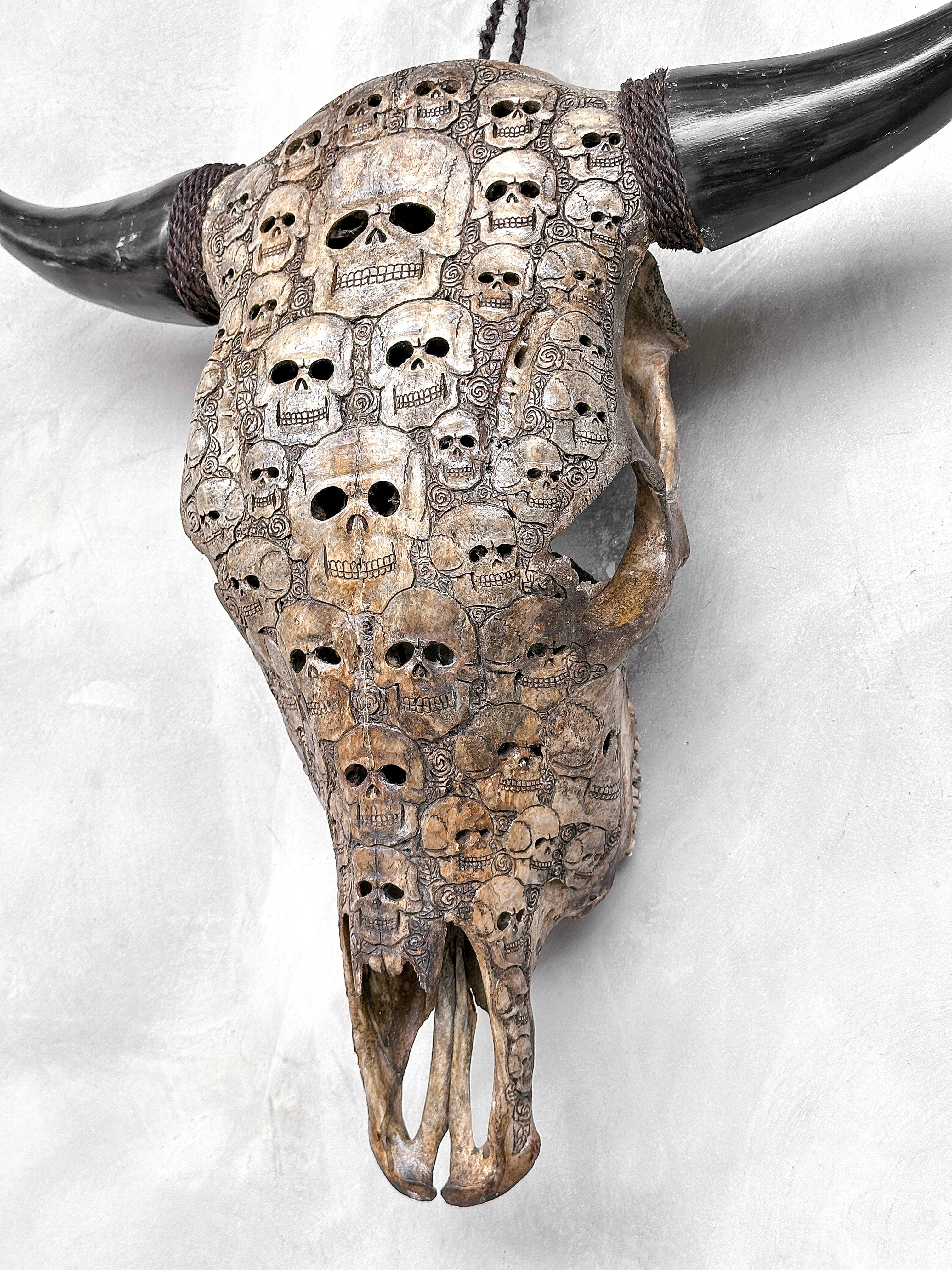 Bull Skull Carved Human Skull - Skull,A/156