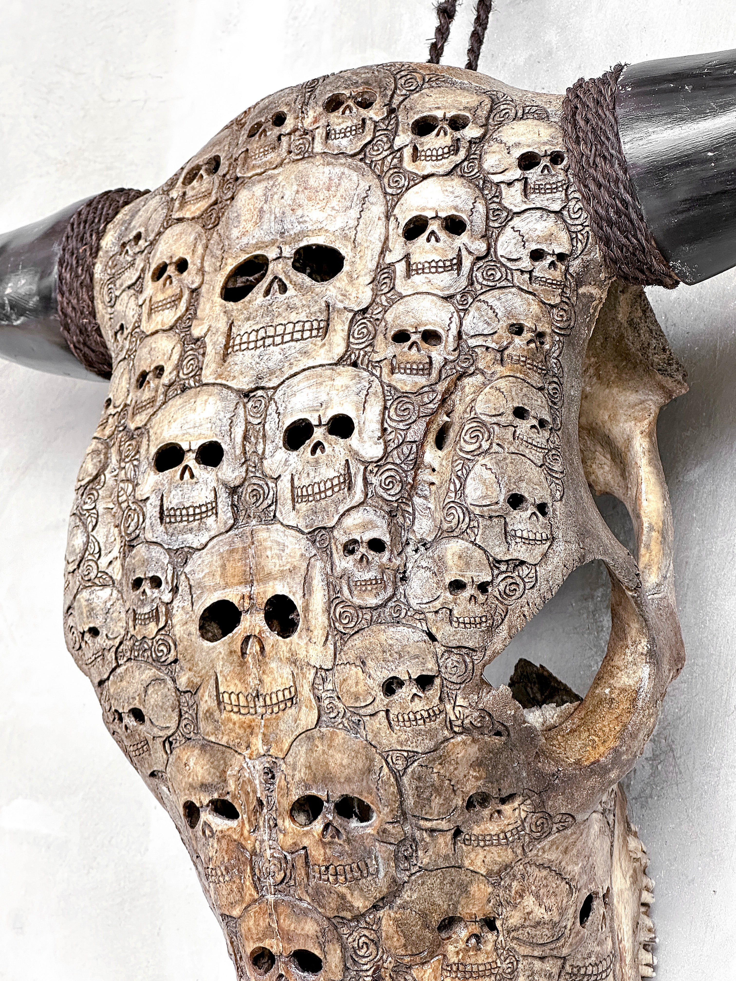 Bull Skull Carved Human Skull - Skull,A/156