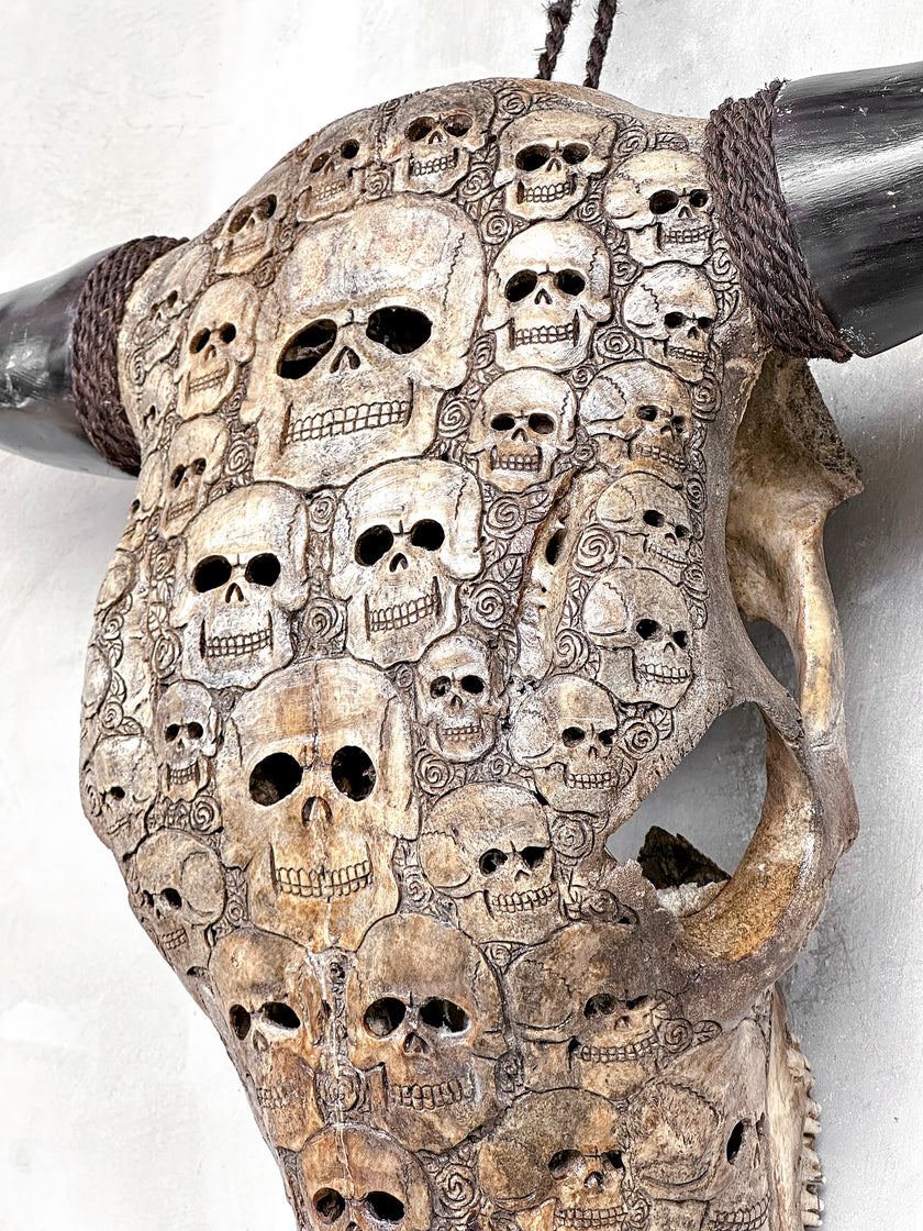 Bull Skull Carved Human Skull - Skull,A/156