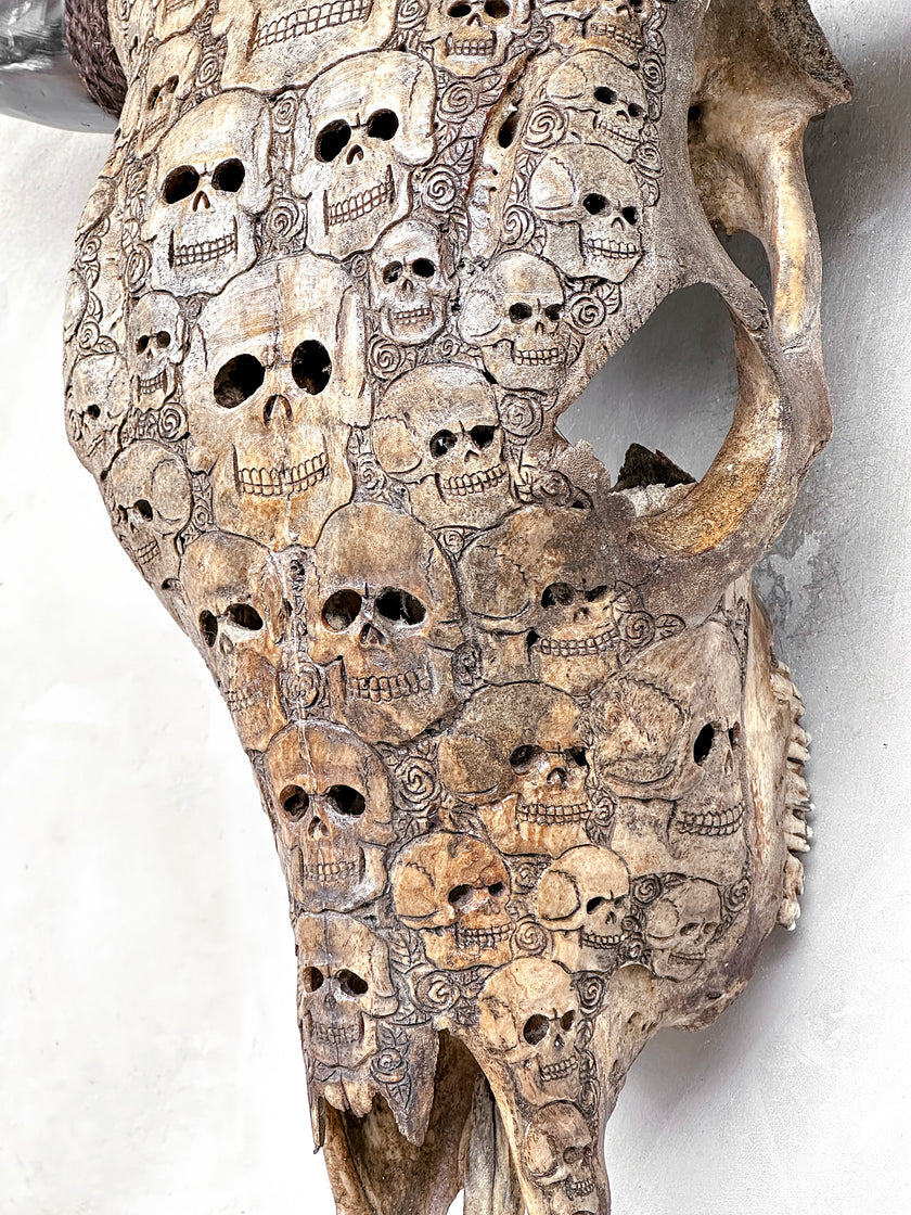 Bull Skull Carved Human Skull - Skull,A/156