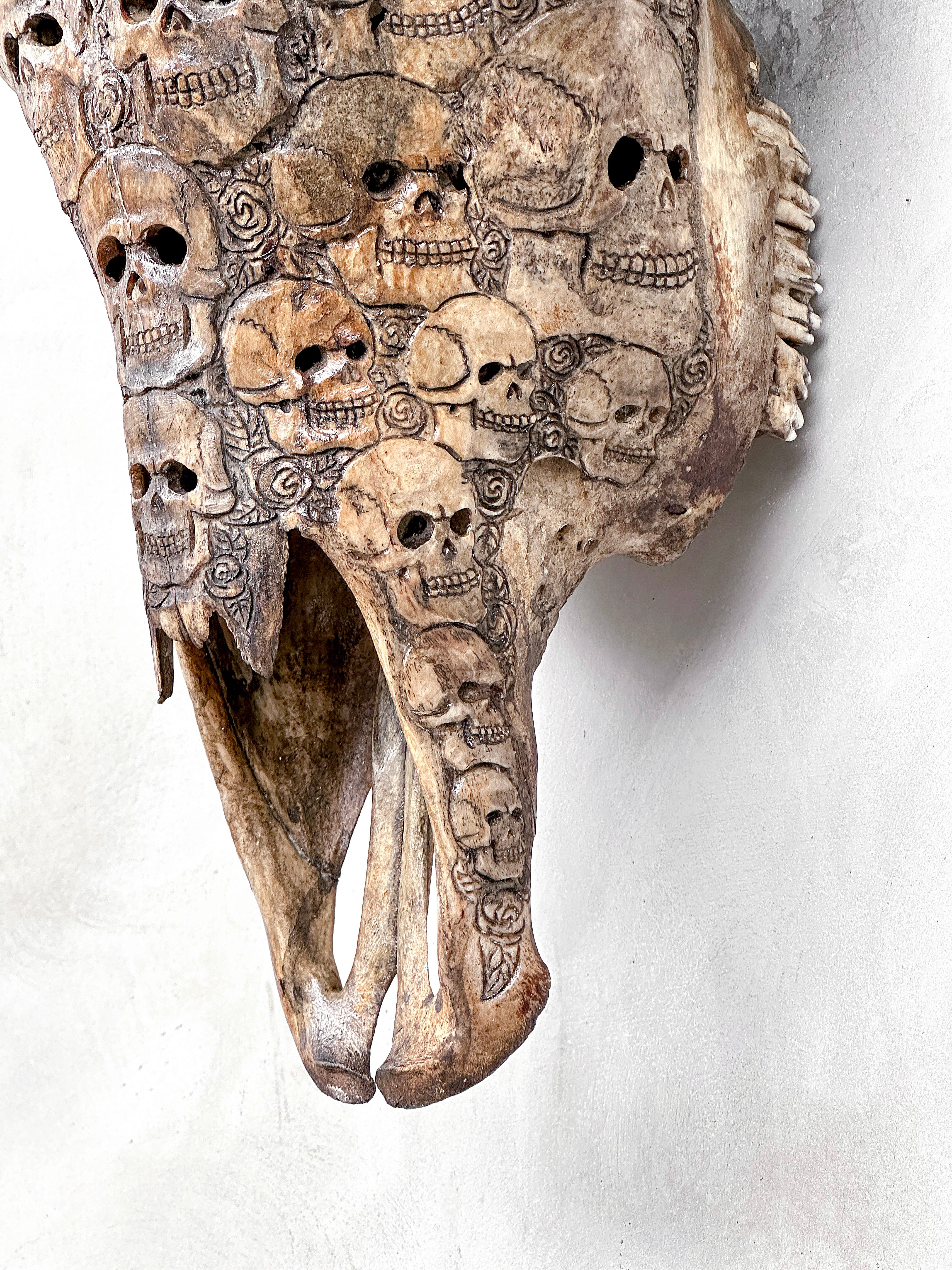 Bull Skull Carved Human Skull - Skull,A/156
